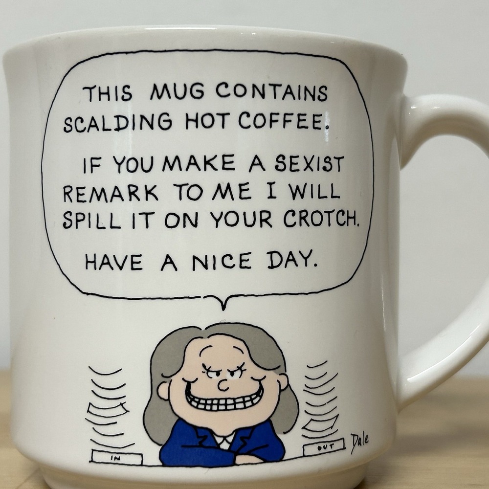 Vtg Barbara Dale Coffee Mug Retro Feminist Humor Cartoon Artwork Office Comedy